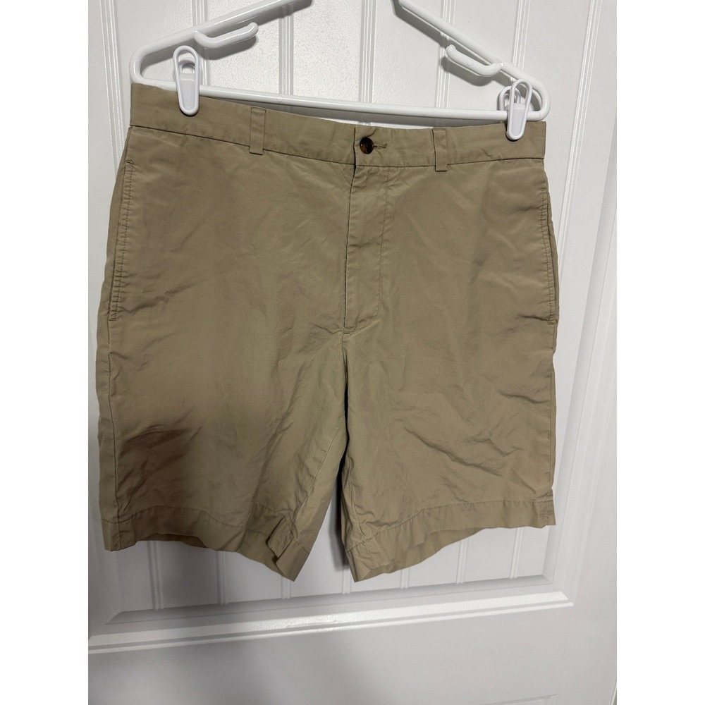 Brooks Brothers Shorts Mens 34 346 Chino Flat Front Tan Khaki Cotton EUC